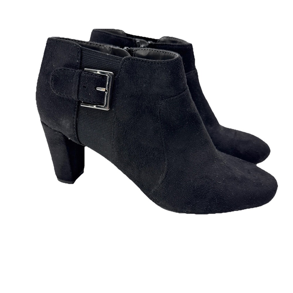 Aerosoles Ankle Boots Black Faux Suede Size 7 Buckle Size Office Workwear